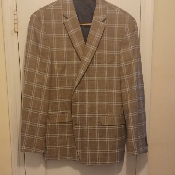 Men's Tommy Hilfiger Tan/Green Plaid Blazer. Sz 48R